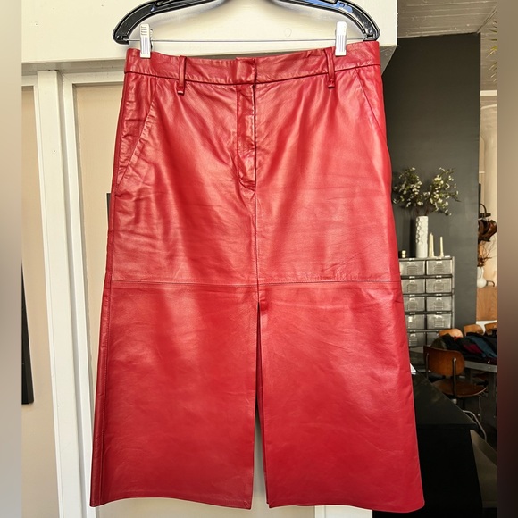 Zara Studio Red Leather Skirt, Size M - Picture 4 of 7